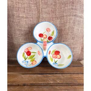 Cherry Blossom Divided Condiment Dish Serving Bowls with Handle by Tabletops